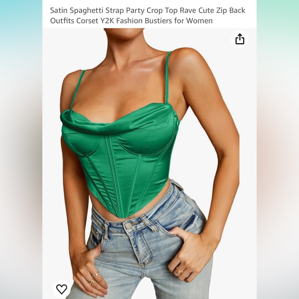 Green Corset Crop Top💚🌴